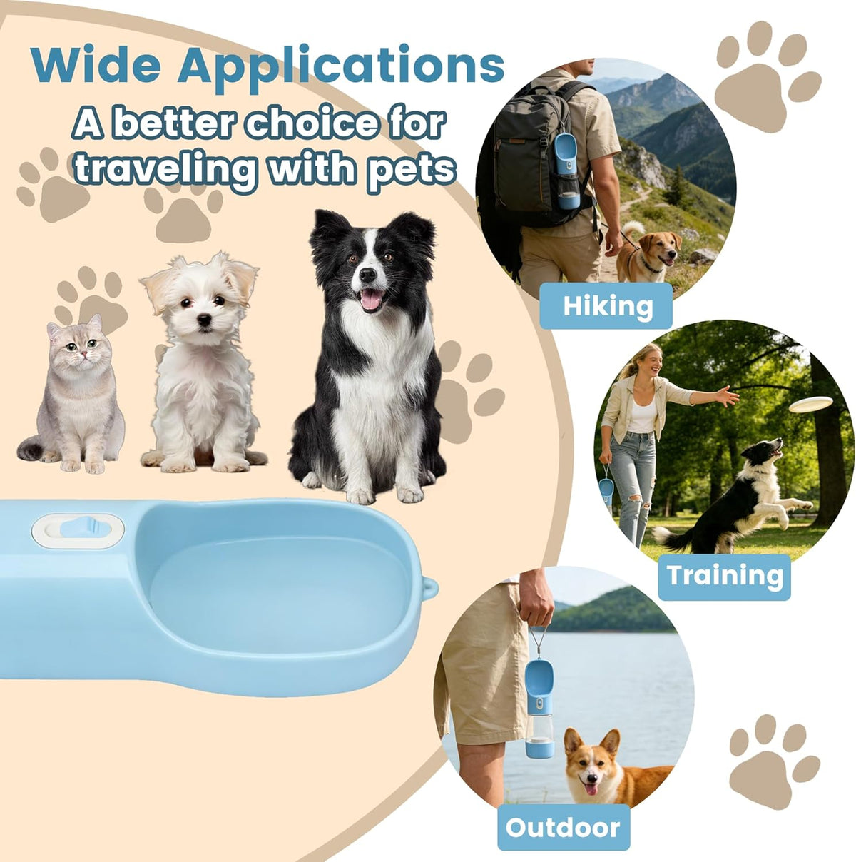 Dishwasher-Safe 2-in-1 Portable Dog Travel Bottle
