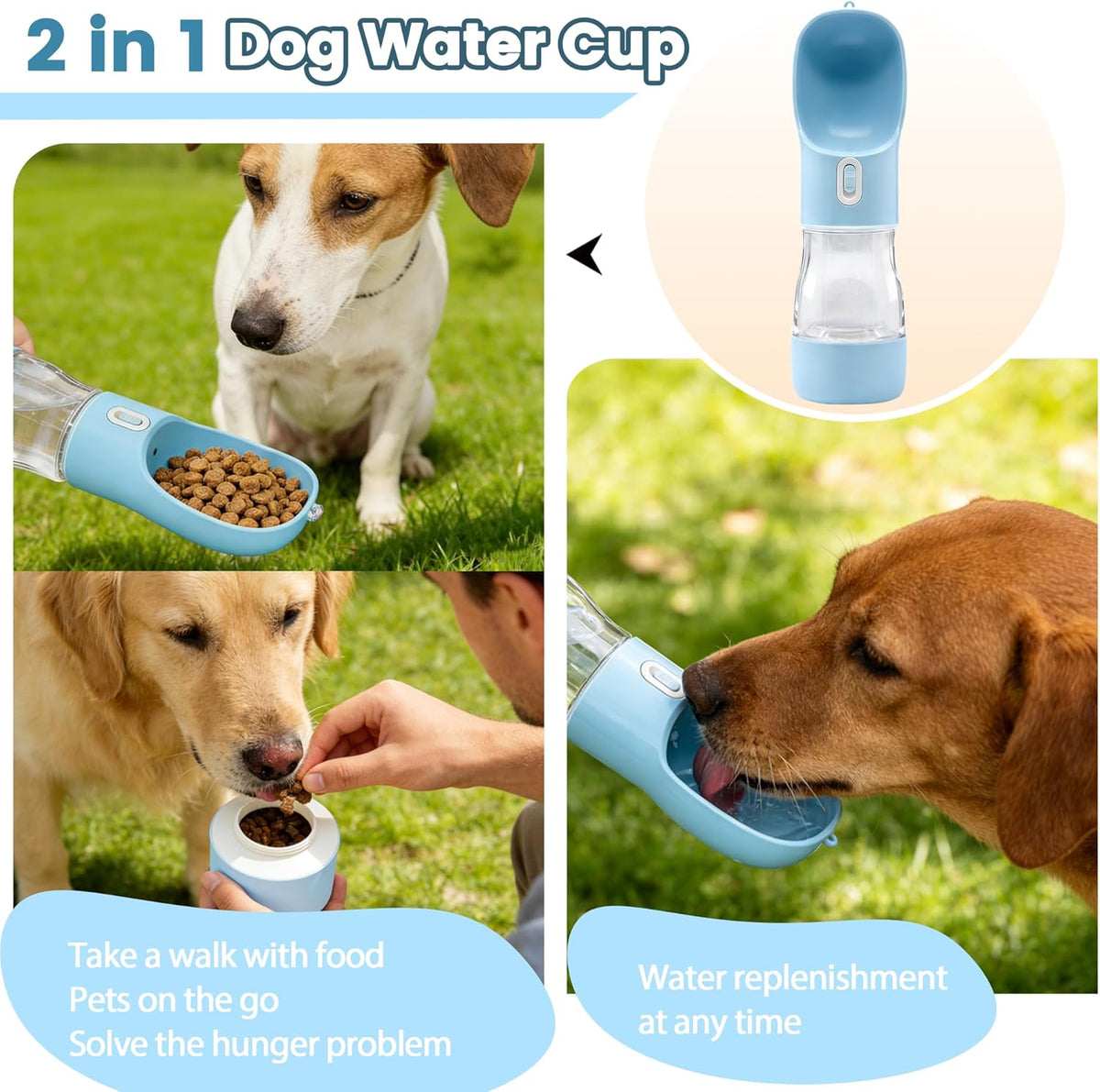 Dishwasher-Safe 2-in-1 Portable Dog Travel Bottle